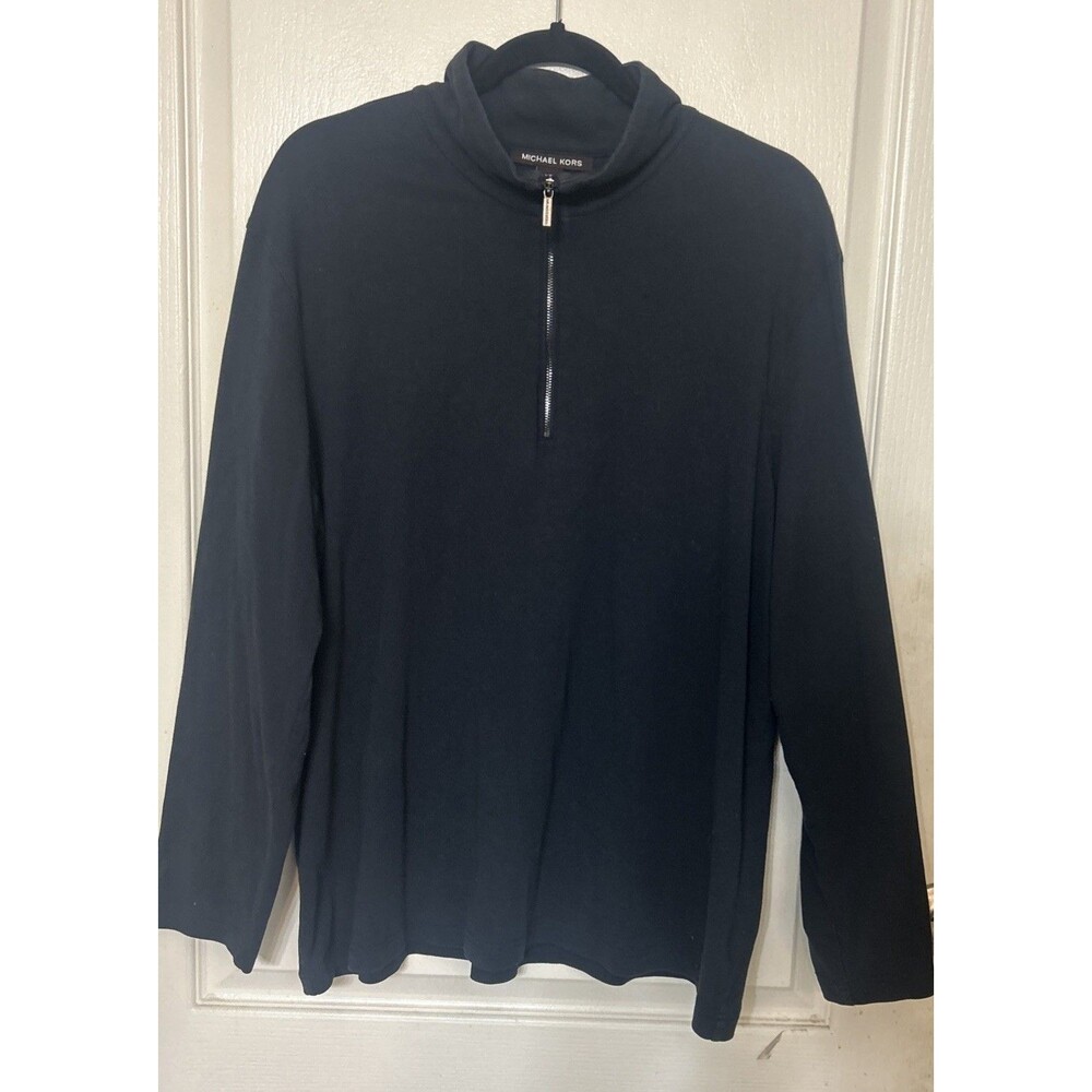 Michael Kors 1/4 Zip Sweater Men’s XXL Black Lightweight Cotton Golf Pullover